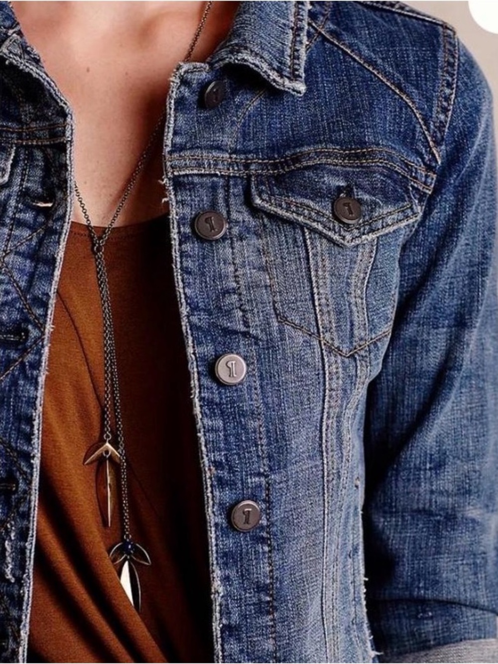 PILCRO and the Letterpress Classic Blue Denim Jacket - Women's Jean Jacket Small - Picture 3 of 4
